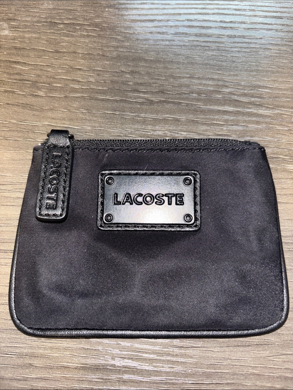 Lacoste Black Compact Nylon Coin Pouch